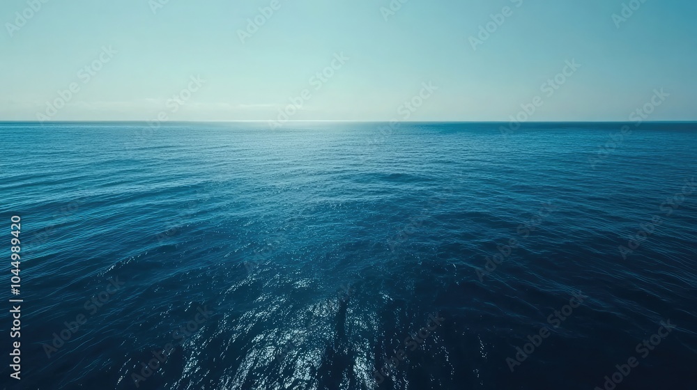 Open ocean with deep blue water and horizon Open ocean with deep blue water and horizon