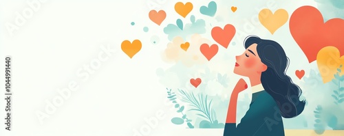 Wallpaper Mural Businessfocused mind, hopeful, mini hearts, safe area, flat illustration Torontodigital.ca