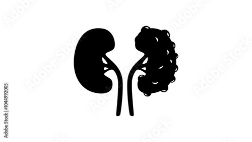 Polycystic kidney disease Emblem , black isolated silhouette