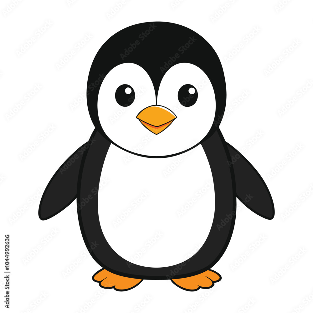 Fototapeta premium Simple happy penguin. Cute penguin vector illustration