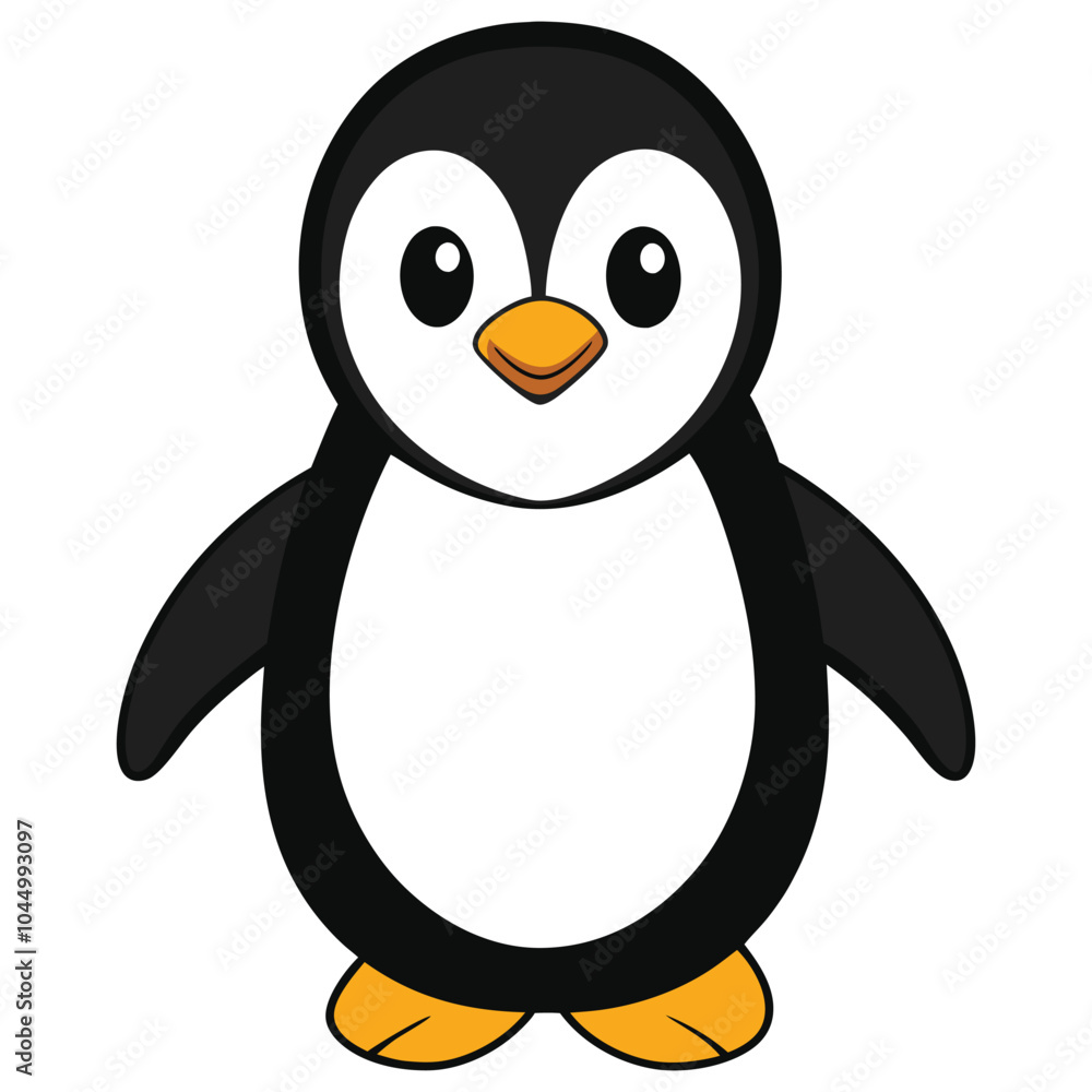 Obraz premium Simple happy penguin. Cute penguin vector illustration
