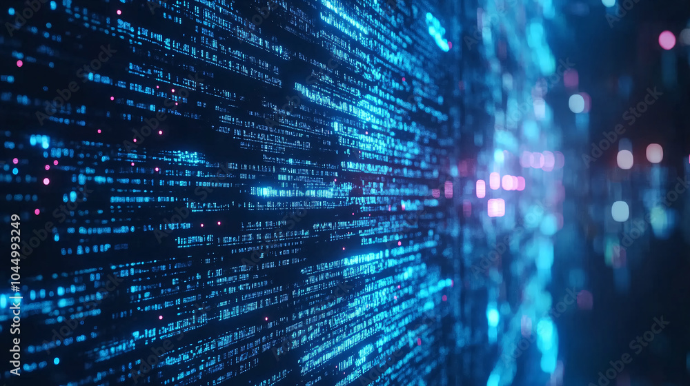 Digital binary code matrix background - 3D rendering of a scientific technology data binary code network conveying connectivity, complexity and data flood of modern digital age
Digital binary code matrix background - 3D rendering of a scientific technology data binary code network conveying connectivity, complexity and data flood of modern digital age