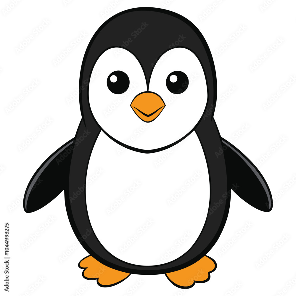 Obraz premium Simple happy penguin. Cute penguin vector illustration