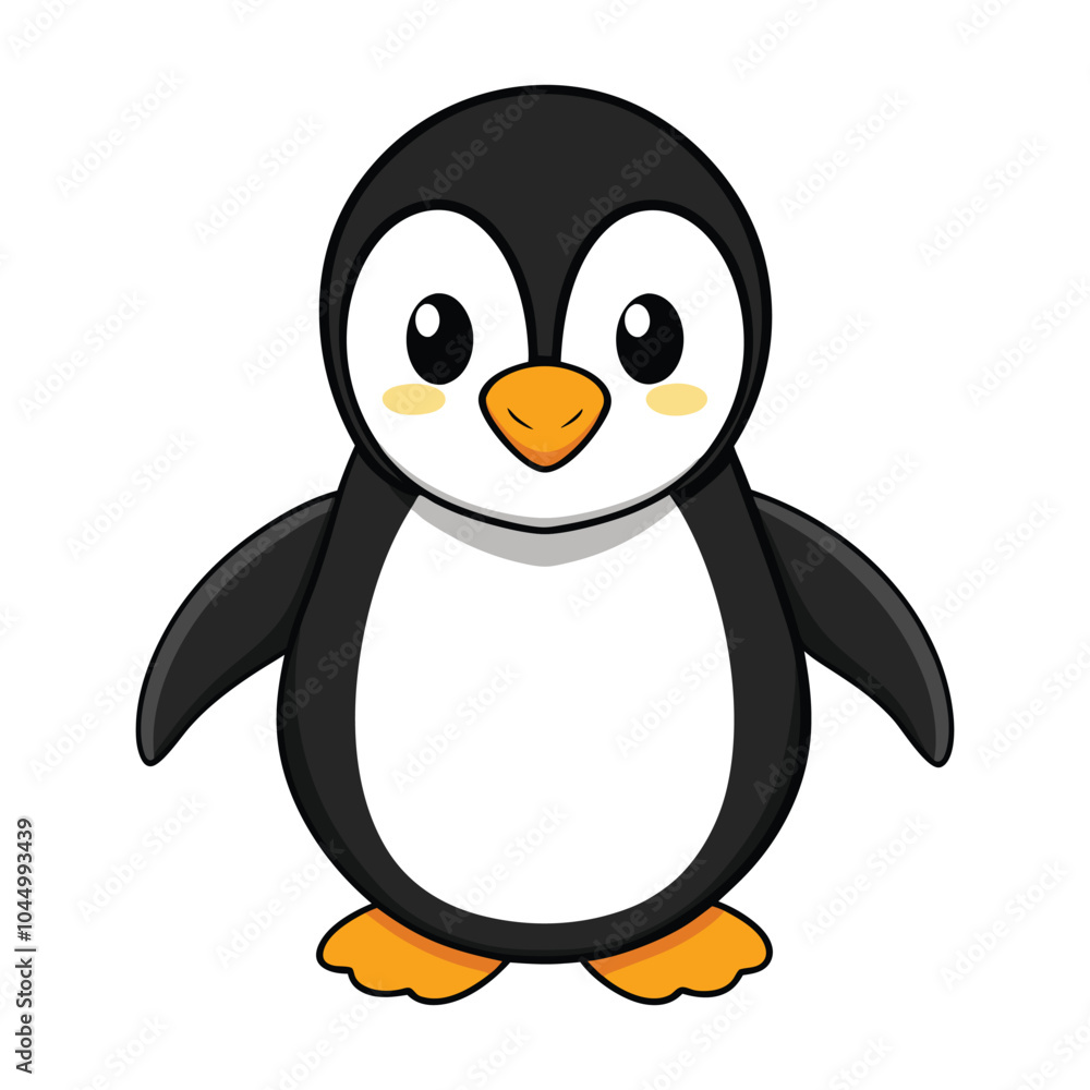 Fototapeta premium Simple happy penguin. Cute penguin vector illustration