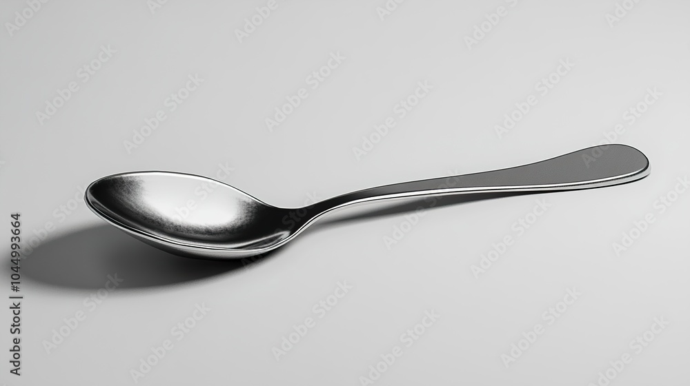 Shiny Silver Spoon on White Background Shiny Silver Spoon on White Background