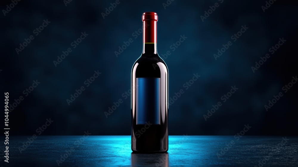 Elegant 3D Bottle of Spanish Wine on Dark Background Elegant 3D Bottle of Spanish Wine on Dark Background