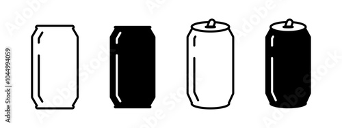 Beer can icon. Soda can symbol. Sparkling water tin vector illustration. Beverage aluminum container sign. Cola drink can pictogram. Recyclable metal container concept.