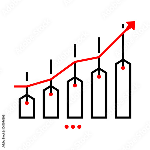 Inflation Icon – Rising Price Tag with Upward Arrow, Symbolizing Increasing Costs