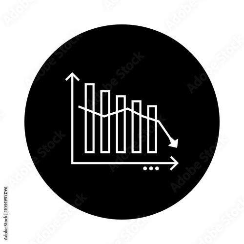 Recession Icon – Downward Trending Arrow Crossing a Bar Graph, Indicating Economic Decline