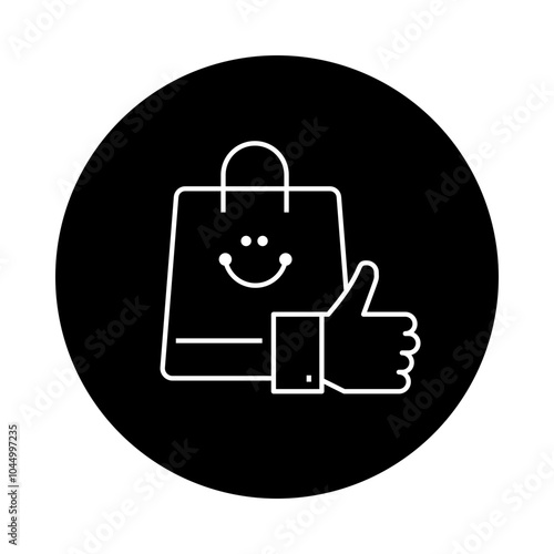 Consumer Confidence Icon – Smiling Shopping Bag with Thumbs Up, Indicating Positive Consumer Sentiment