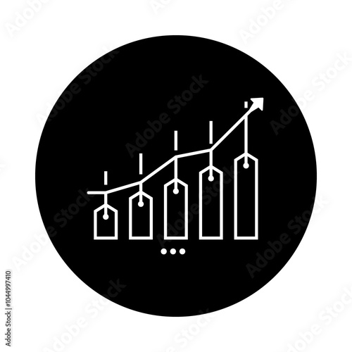 Inflation Icon – Rising Price Tag with Upward Arrow, Symbolizing Increasing Costs