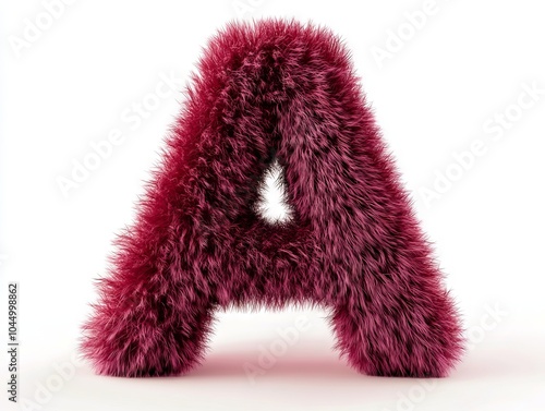 A red furry letter A on a white background