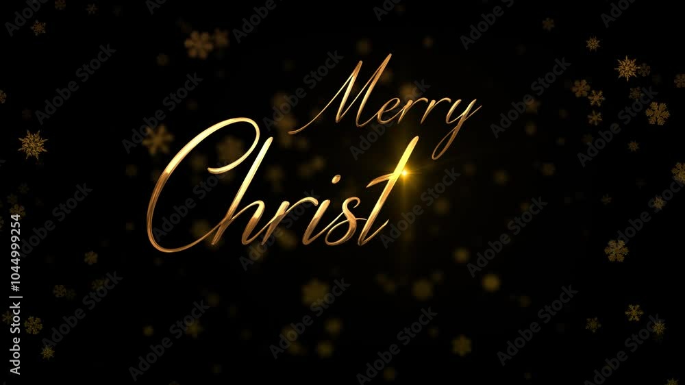Merry Christmas Golden Greetings Text in English Black Background Merry Christmas Golden Greetings Text in English Black Background
