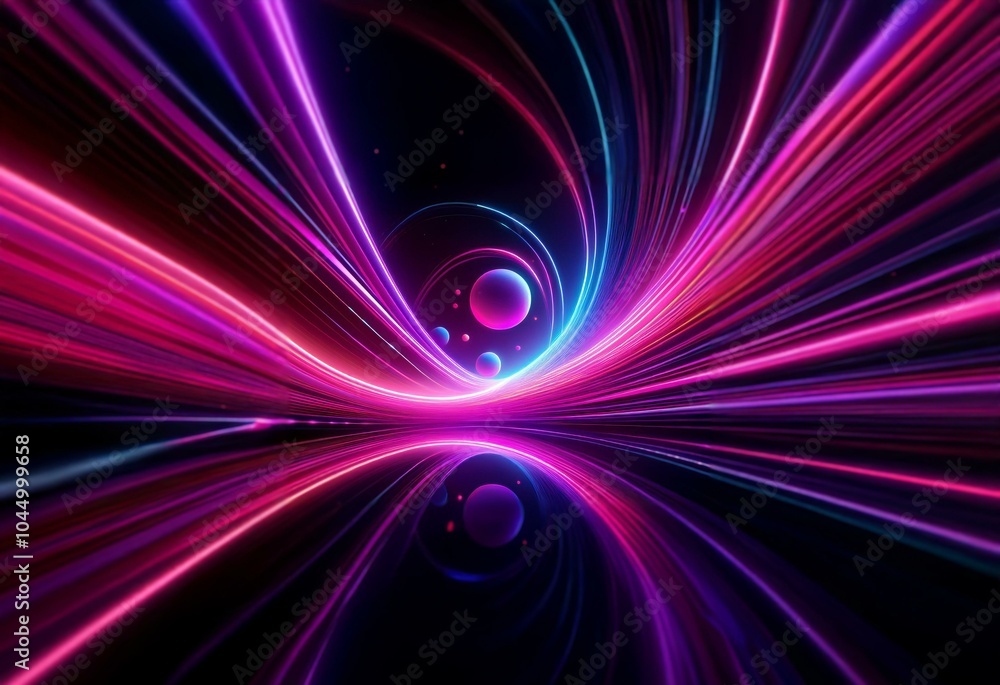 Abstract digital art with glowing streaks of pink and blue light against a black background. Abstract digital art with glowing streaks of pink and blue light against a black background.