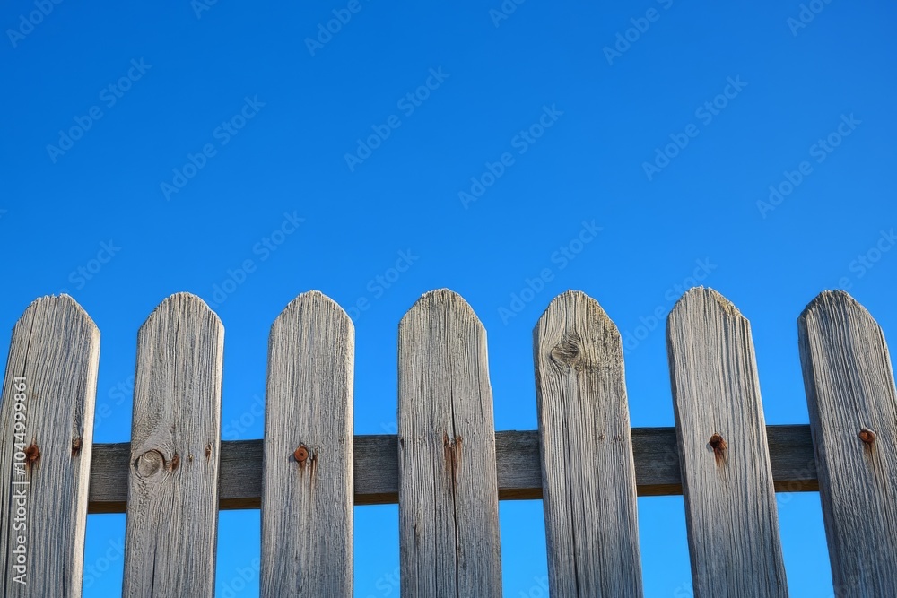 Rustic Photo of a Wooden Fence Against a Clear Sky Rustic Photo of a Wooden Fence Against a Clear Sky