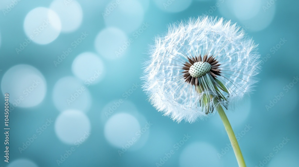 Obraz premium Blowing in the Breeze:Dandelion Dreams,Fluffy and Free.Concept of nature, freedom, lightness, ephemeral beauty, wallpaper design.