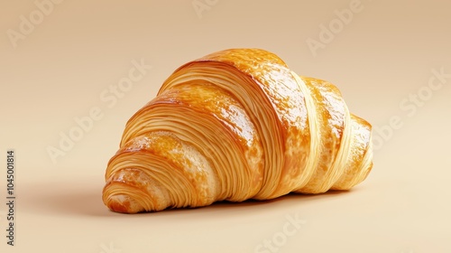 Perfectly Baked 3D Croissant in Realistic Style photo