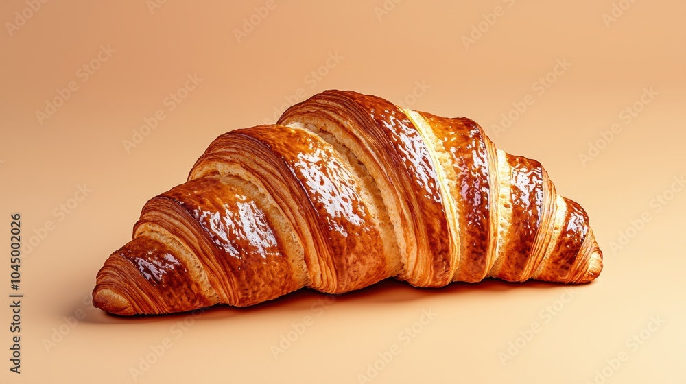 Realistic 3D Croissant on Soft Background Realistic 3D Croissant on Soft Background