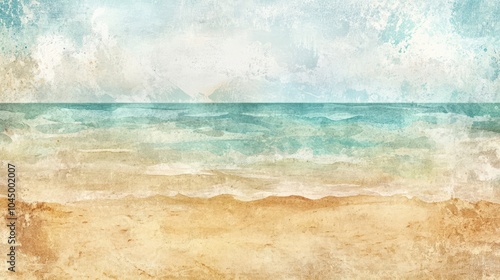 Sun-kissed beach scene blending into a heavily textured grunge backdrop