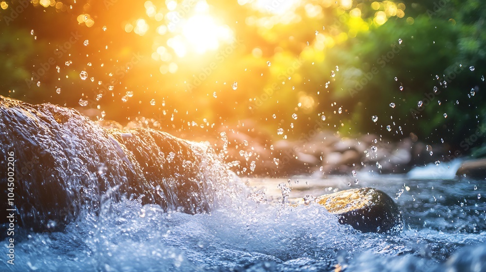 A high-resolution close-up of a waterfall crashing into rocks below A high-resolution close-up of a waterfall crashing into rocks below