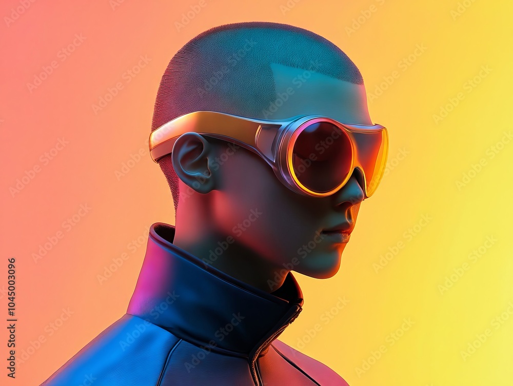 A man in a futuristic suit and sunglasses A man in a futuristic suit and sunglasses