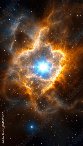 Wallpaper Mural A celestial nebula with a bright star in the center, surrounded by wisps of gas and dust. Torontodigital.ca