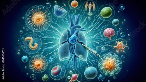 An in-depth illustration of stem cells transforming into different body organs.