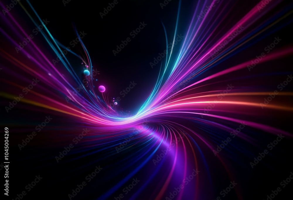 Abstract glowing lines of blue, purple, and pink light flow and converge in the center of the image against a dark background. Abstract glowing lines of blue, purple, and pink light flow and converge in the center of the image against a dark background.