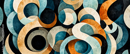 illustrazione con elementi surreali a tema geometrico astratto