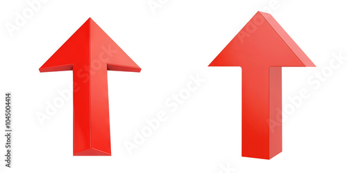 Set of red arrow pointing up on transparent background PNG Generative AI