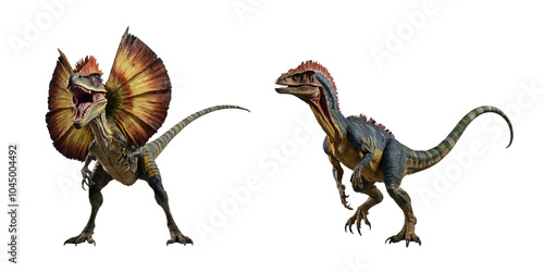 Fototapeta Naklejka Na Ścianę i Meble -  Set Dilophosaurus dinosaur on transparent background PNG Generative AI