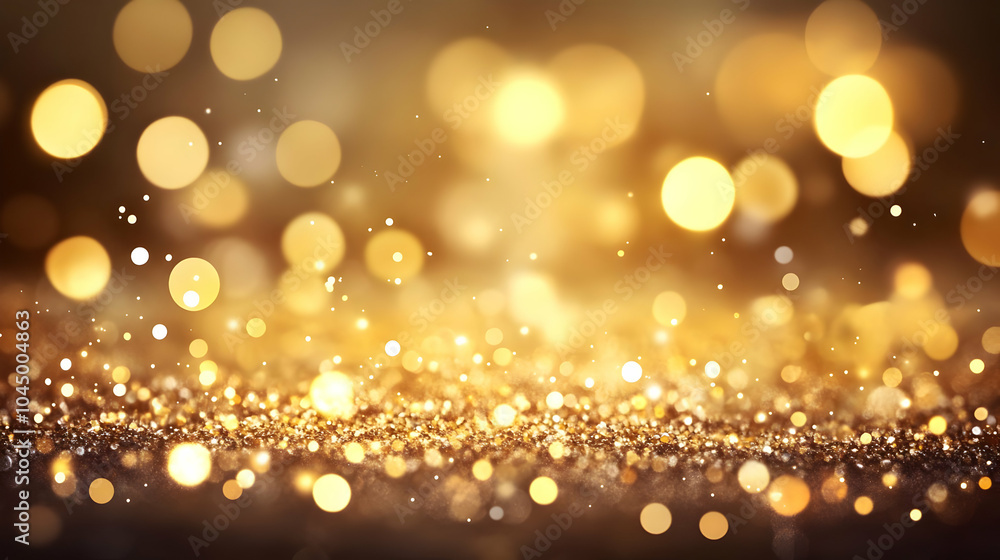 Abstract Background with Golden Bokeh and Glitter Abstract Background with Golden Bokeh and Glitter