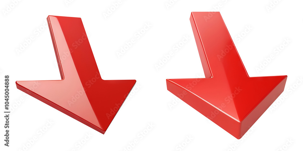 Set of red arrow pointing down on transparent background PNG Generative AI Set of red arrow pointing down on transparent background PNG Generative AI