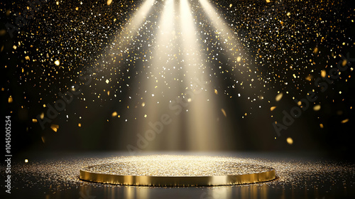 Golden Platform with Confet...