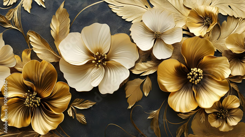 Golden Floral 3D Illustration