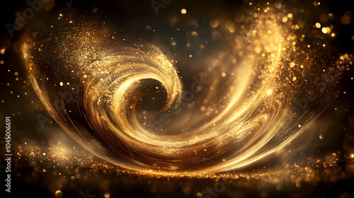 Golden Glitter Swirl Abstract Background