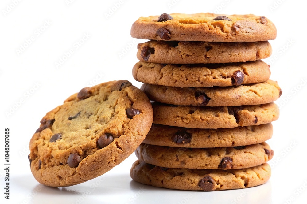 Close-Up stack of cookies on a plate white background Close-Up stack of cookies on a plate white background