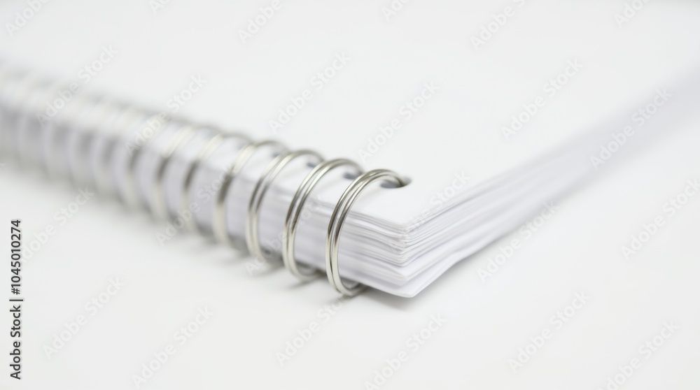 A neatly closed spiral-bound notebook, with the metallic coil prominently visible against the white background. A neatly closed spiral-bound notebook, with the metallic coil prominently visible against the white background.