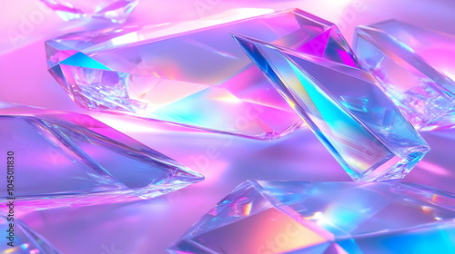 Abstract Crystal Background - Iridescent Prisms on Purple