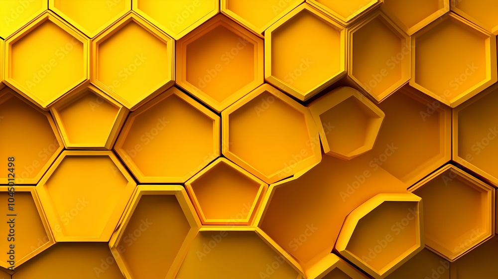 3D Hexagon Pattern - Abstract Yellow Background 3D Hexagon Pattern - Abstract Yellow Background