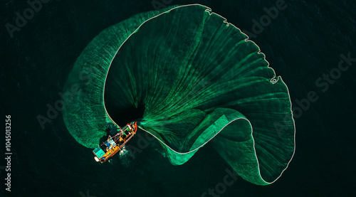 Anchovy fishing season in Dai Lanh sea, Phu Yen, Vietnam.