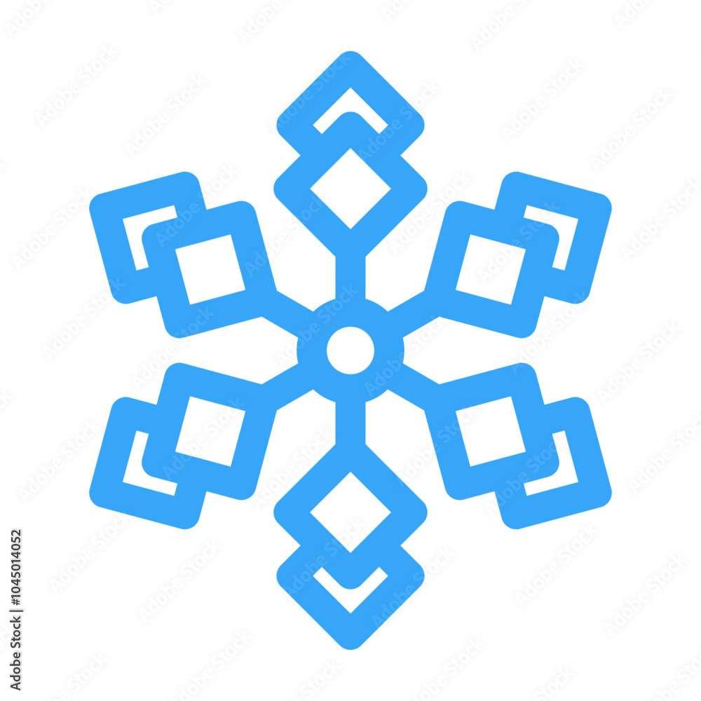 Blue Vector Snowflake icon for snow design and pattern. line Christmas element isolated on white background. Freeze symbol Snow. Ice crystal graphic. Simple shape illustration Blue Vector Snowflake icon for snow design and pattern. line Christmas element isolated on white background. Freeze symbol Snow. Ice crystal graphic. Simple shape illustration