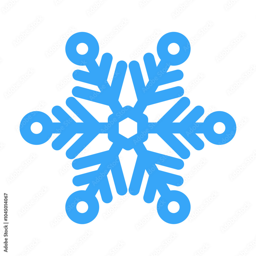 Fototapeta premium Blue snowflake icon. Winter time. Happy Christmas holiday. Vector Cartoon style. Simple flat design illustration