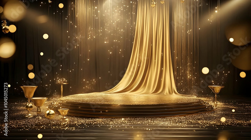 Golden Stage with Glitter a...