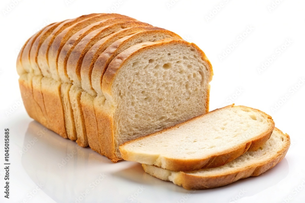 Sliced white wheat bread loaf on white background Sliced white wheat bread loaf on white background