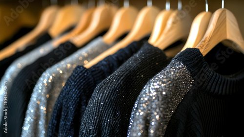 Black and Silver Knit Sweat...