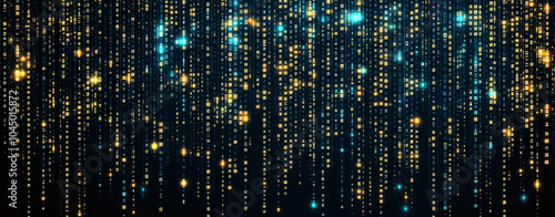 Wallpaper Mural abstract background with flowing light and color, featuring cascade of shimmering blue and gold lights against dark backdrop, creating mesmerizing visual effect Torontodigital.ca