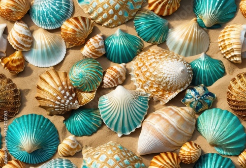 vibrant seashell collection displayed soft sand lush ocean waves capturing serene coastal beauty, rainbow, lgbtq, lgbt, pride, colorful, love, equality, beach