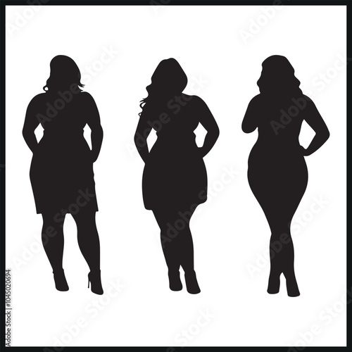 Obese women silhouette clipart