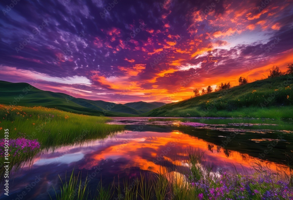 vibrant sunset reflections tranquil water surfaces illuminating warm hues nestled clouds serene landscapes, colors, sky, light, horizon, ripple, glow, dusk vibrant sunset reflections tranquil water surfaces illuminating warm hues nestled clouds serene landscapes, colors, sky, light, horizon, ripple, glow, dusk